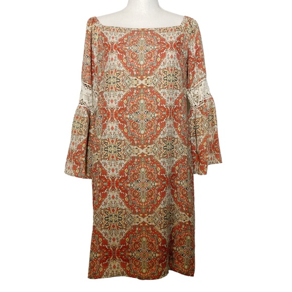 EMMA & MICHELE Boho Orange White Dress Size Small - Picture 2 of 16